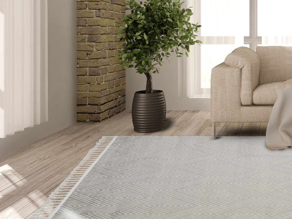 URB 01 GREY WHITE - URBAN - Etnik Desenlere Sahip Hav Toz Vermez Yumuşak Dokulu Modern Halı