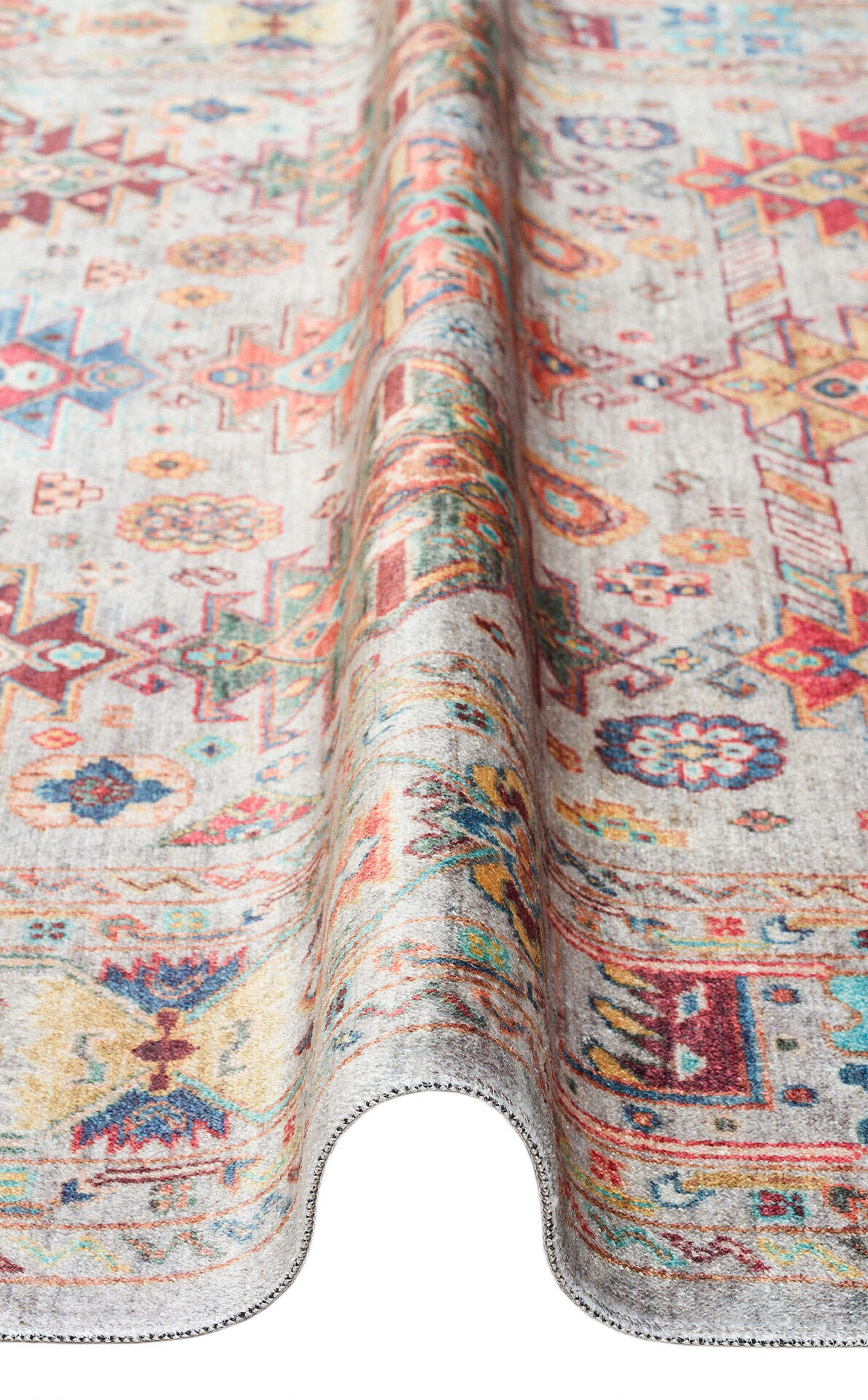 Antıque ATK 06 Aqua - Yıkanabilir Kaymaz Antik Desenli Otantik Kilim