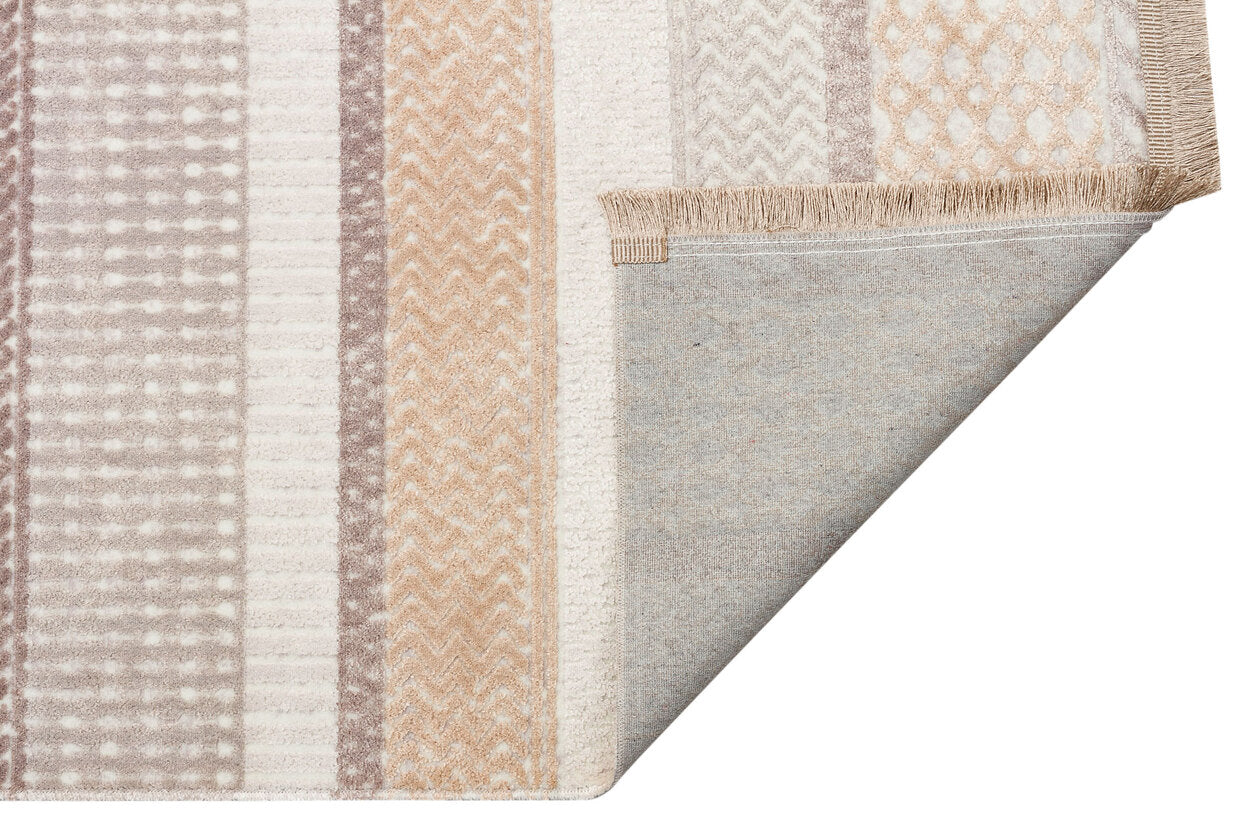 ST 14 BEIGE VIZON XW - SATEEN - Hav Toz Vermez Yıkanabilir Kaymaz İnce Dokuma Modern Halı