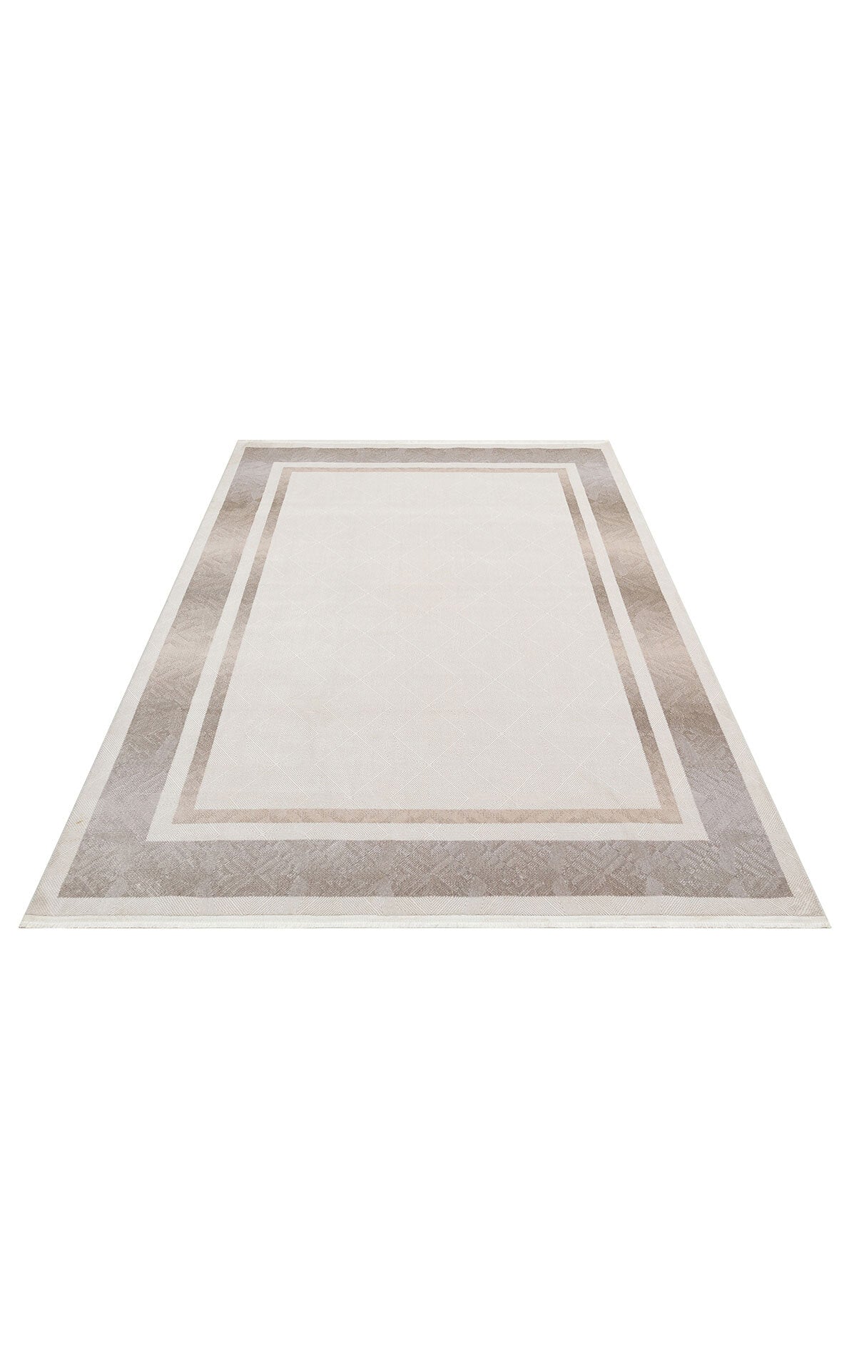 ST 103 CREAM GREY - SATEEN - Yıkanabilir Kaymaz Tabanlı Hav Vermez Sık Dokuma Modern Halı