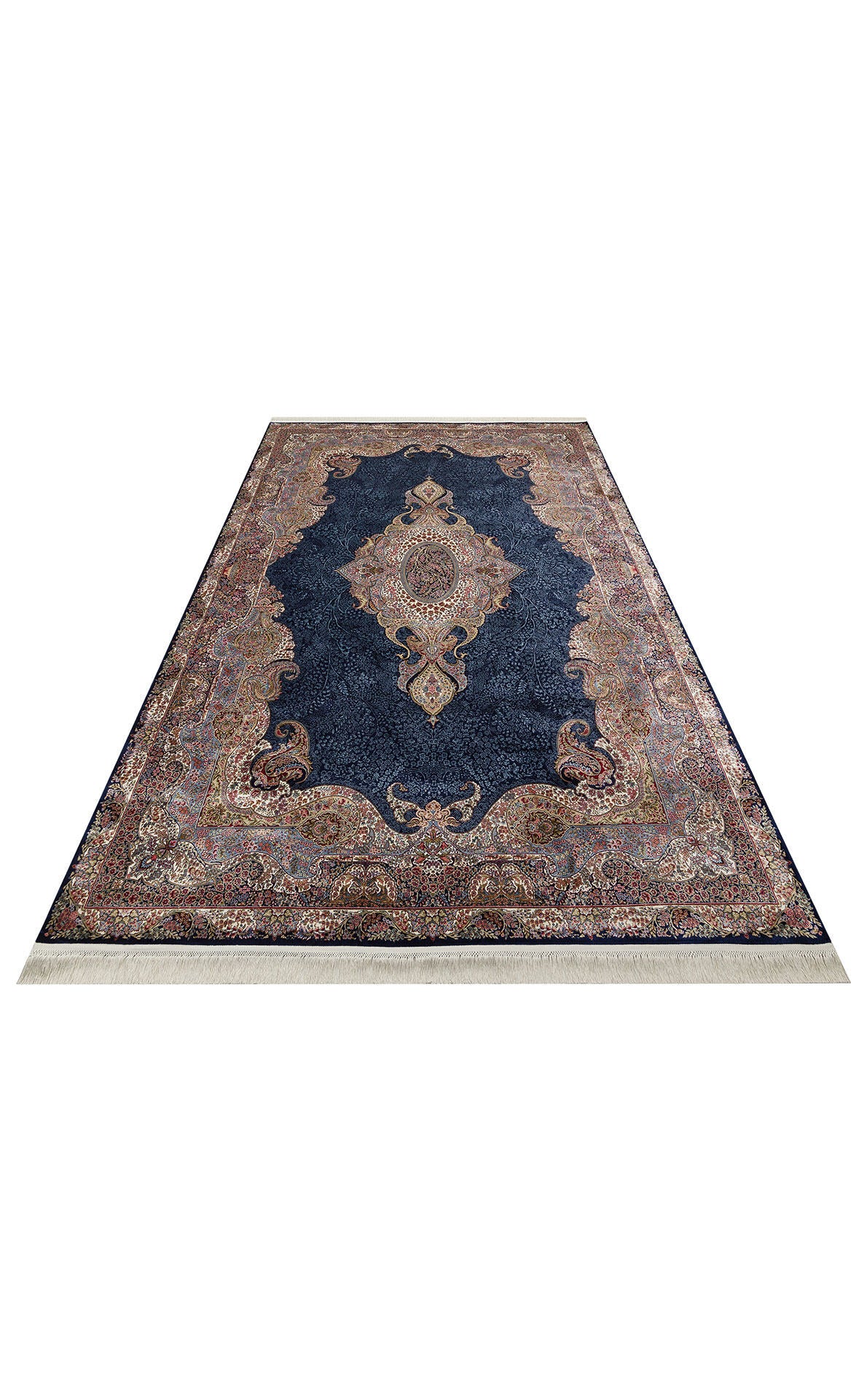Isfahan Seccade ISF 02 Navy Mavi - Viskon Klasik Desenli Seccade Sık Dokuma Seccade