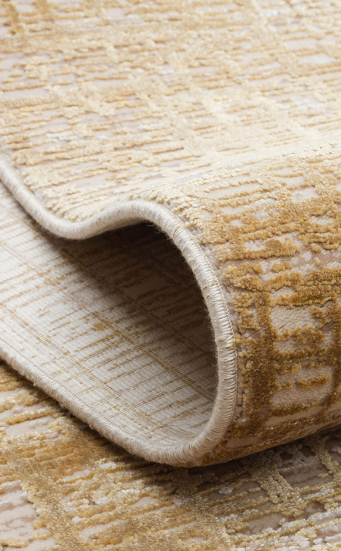 FRESCO DYED FSD 02 Bej Gold - Eskitme Dokulu Işıltılı Salon Halısı