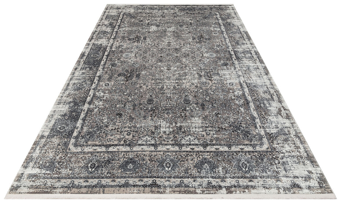 FRESCO XW FS 29 Gri Siyah - Işıltılı Dokuma Bambu Viskon Salon Halısı