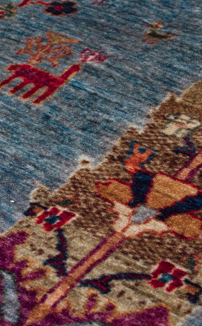 ATK 09 AQUA - ANTIQUE - Kolay kullanımlı Kaymaz Karabağ ve Antik Desenlere Sahip Yıkanabilir Makine Halısı