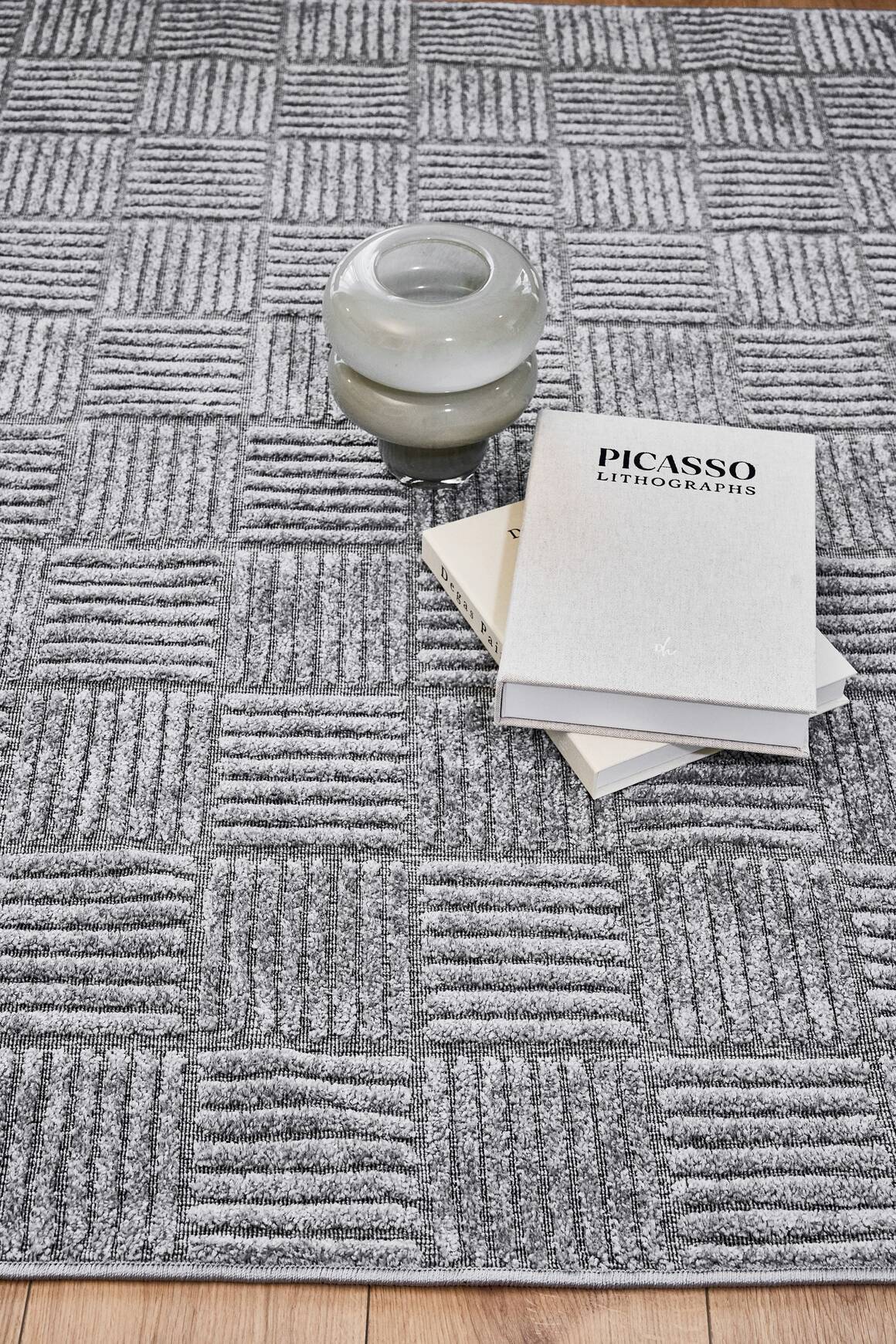 Anemon 6824 Gri - Polyester Dokuma Halı | İskandinav Salon Halısı