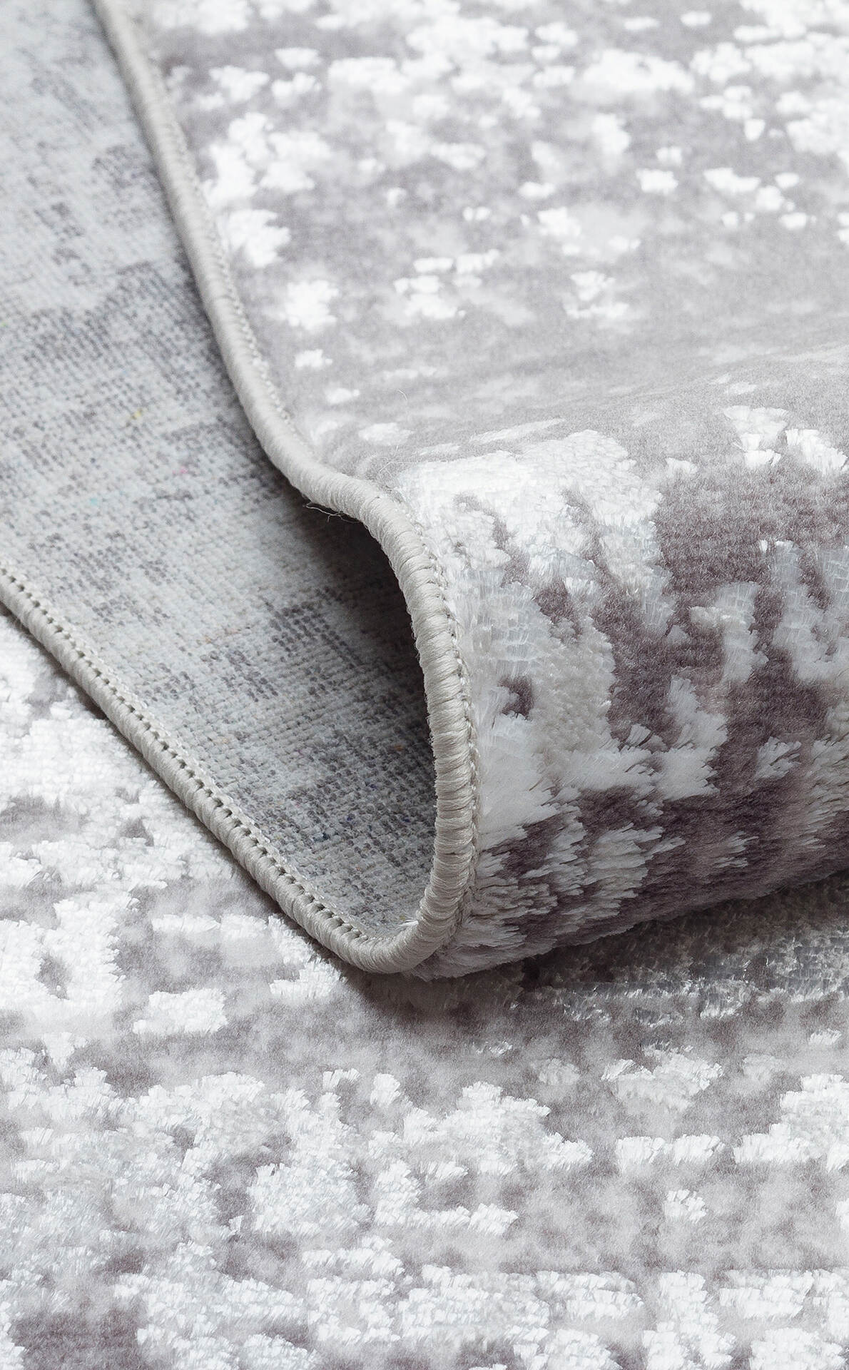 ST 112 GREY - SATEEN - Yıkanabilir Kaymaz Tabanlı Hav Vermez Sık Dokuma Modern Halı