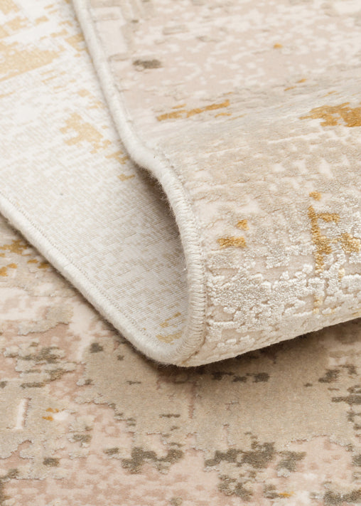FRESCO XW FS 34 Krem Altın - Eskitme Dokulu Işıltılı Salon Halısı