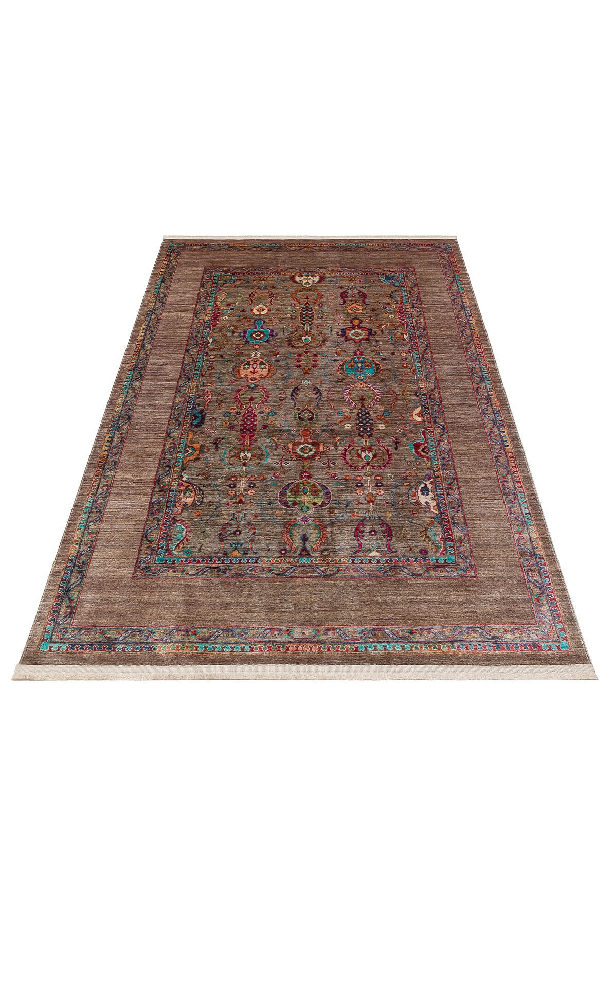 Antıque ATK 07 Olıve - Yıkanabilir Kaymaz Antik Desenli Otantik Kilim