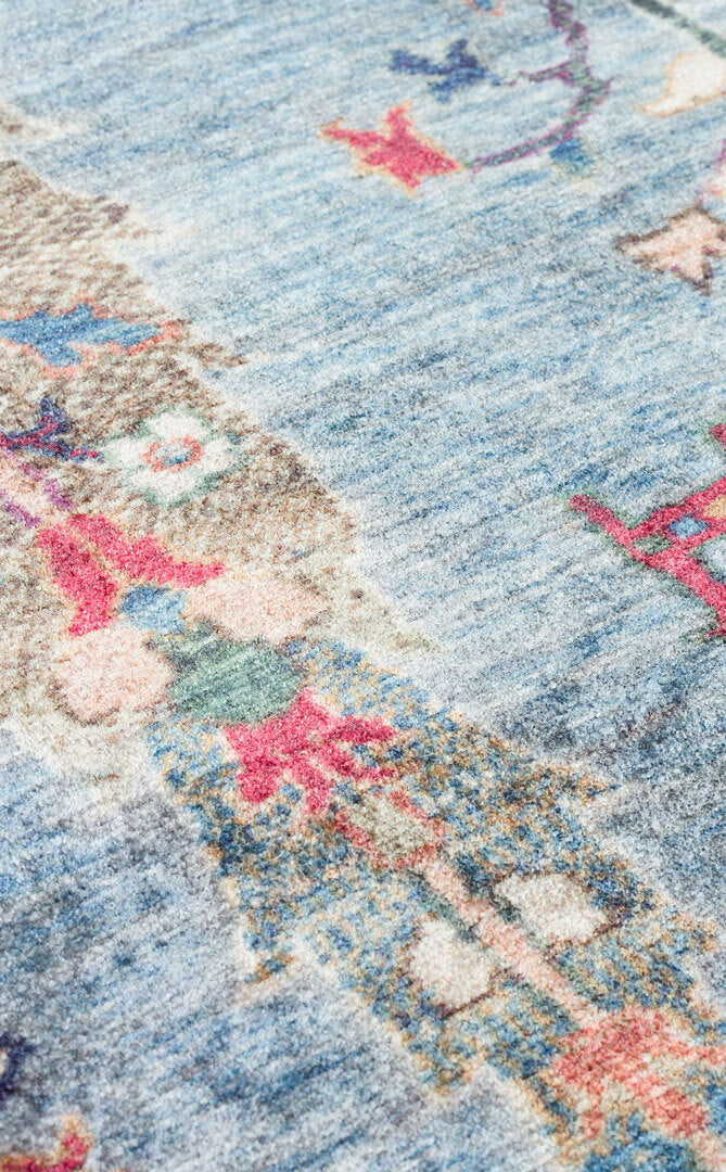 Antique ATK 09 Aqua - Yıkanabilir Kaymaz Antik Desenli Otantik Kilim