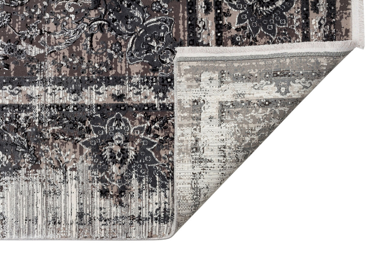 FRESCO XW FS 29 Gri Siyah - Işıltılı Dokuma Bambu Viskon Salon Halısı