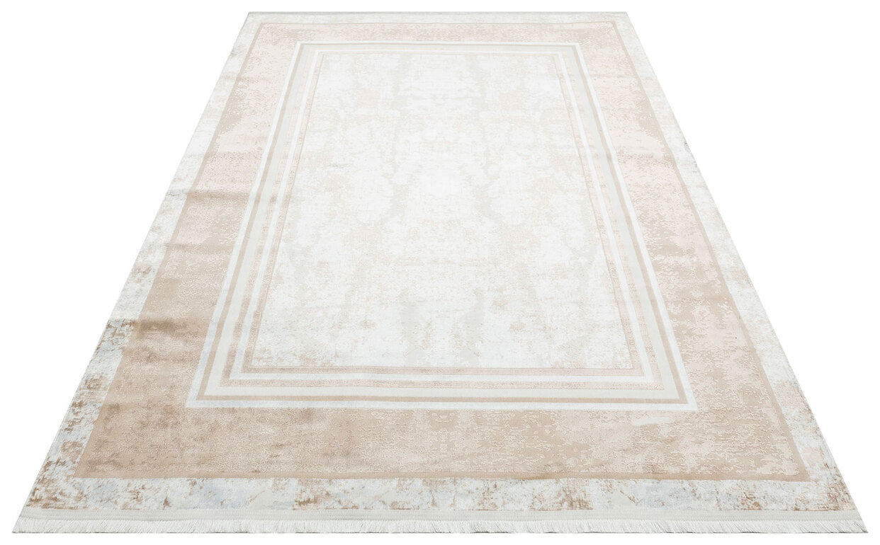 ST 17 BEIGE XW - SATEEN - Hav Toz Vermez Yıkanabilir Kaymaz İnce Dokuma Modern Halı