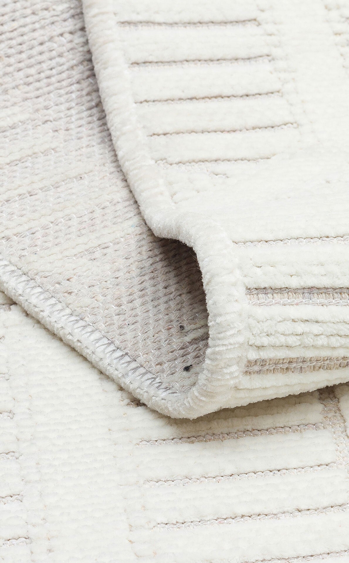 Ada 03 Krem - Yıkanabilir Kaymaz Hav Yapmaz Modern Düz Dokuma Kilim