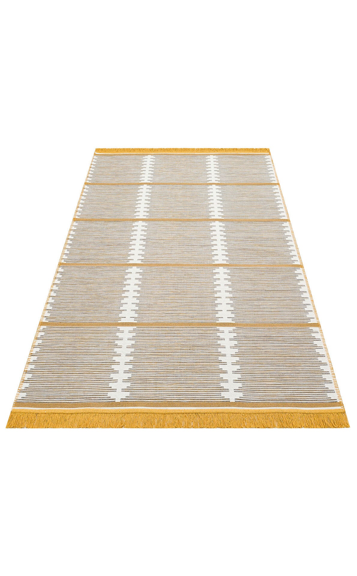 ARC 01 WHITE YELLOW - ARYA CRAFT - Hav Toz Vermez Yıkanabilir Modern Desenli Dokuma Kilim