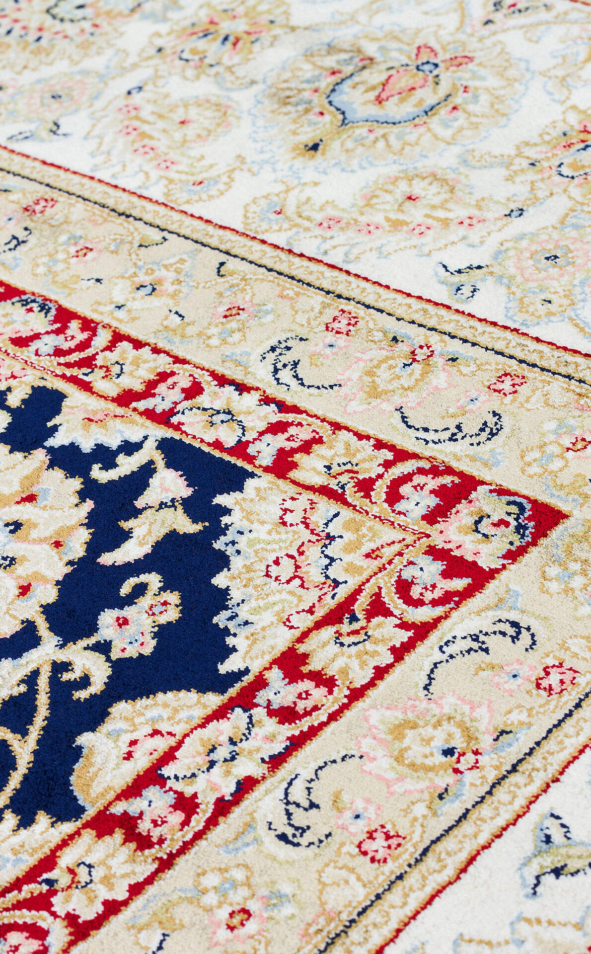 Isfahan Seccade ISF 03 Navy Krem - Viskon Klasik Desenli Seccade Sık Dokuma Seccade