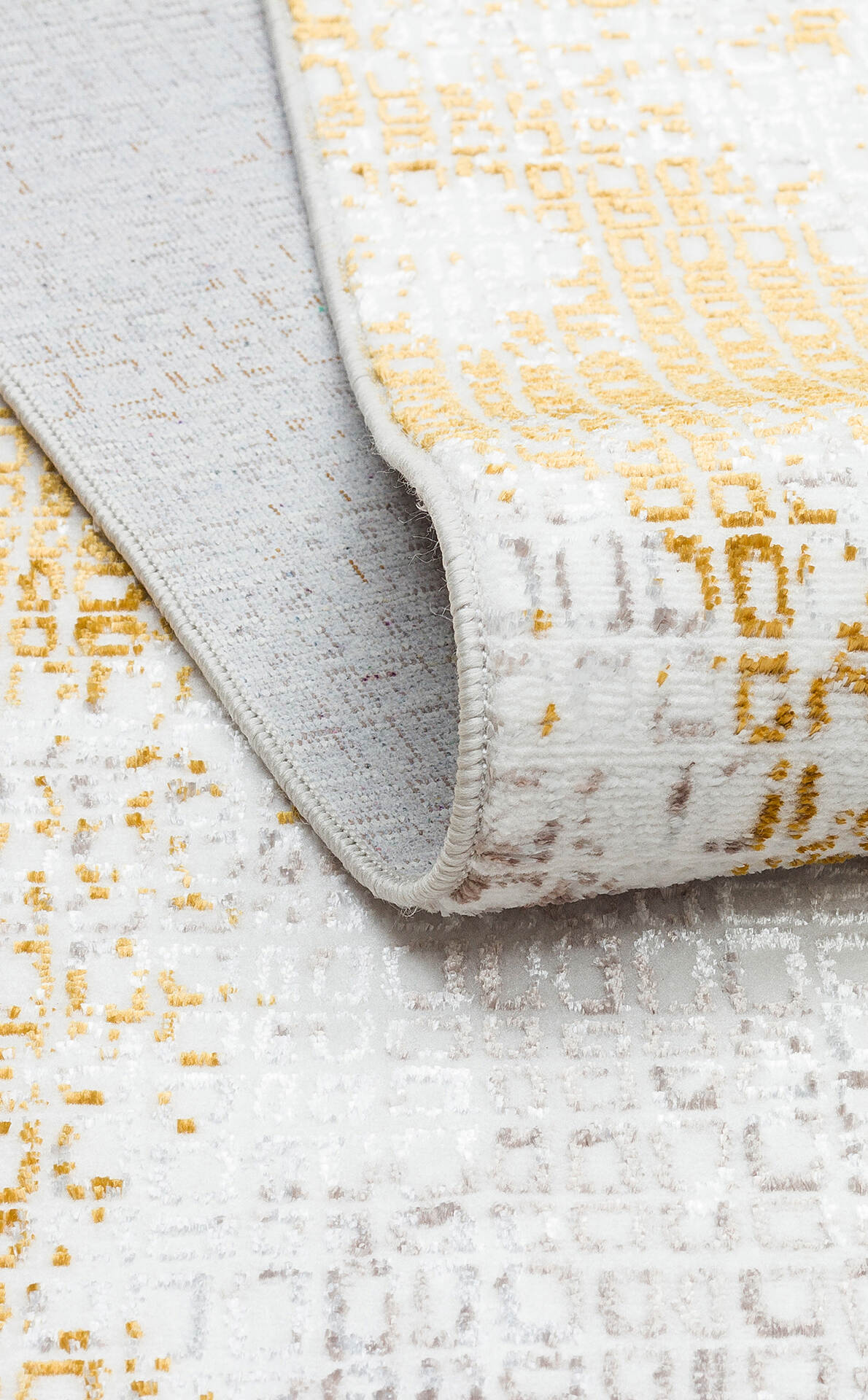 ST 108 CREAM GOLD - SATEEN - Yıkanabilir Kaymaz Tabanlı Hav Vermez Sık Dokuma Modern Halı