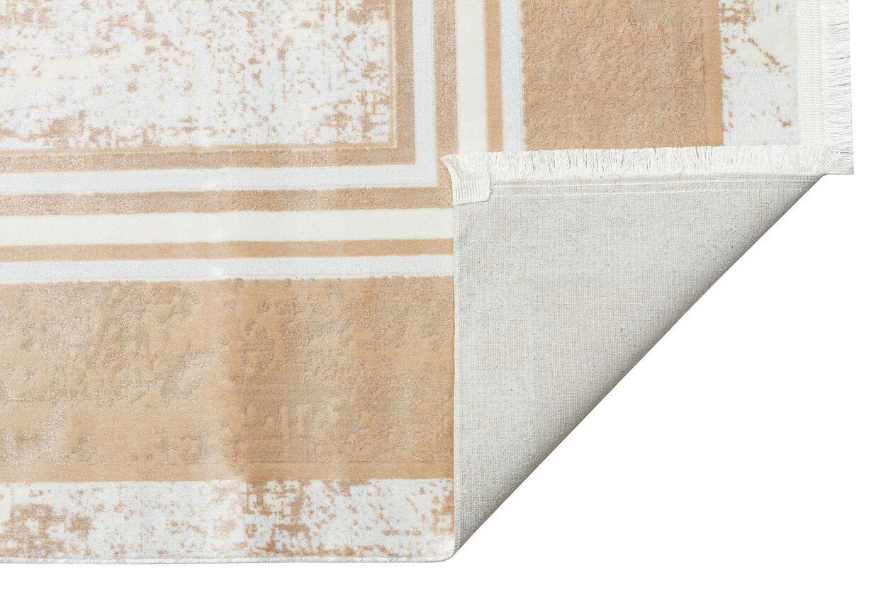 ST 17 BEIGE XW - SATEEN - Hav Toz Vermez Yıkanabilir Kaymaz İnce Dokuma Modern Halı