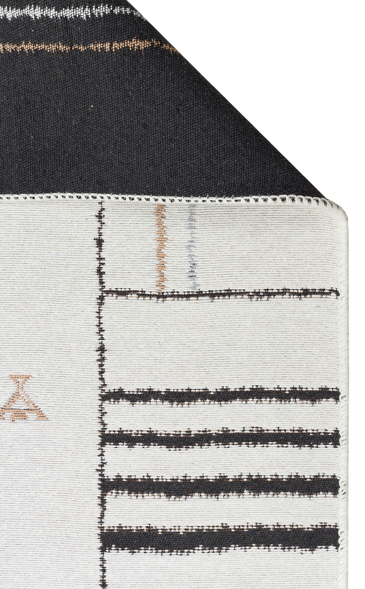 Arya AR 41 Krem Siyah - Yıkanabilir Çift Taraflı Modern Dokuma Kilim