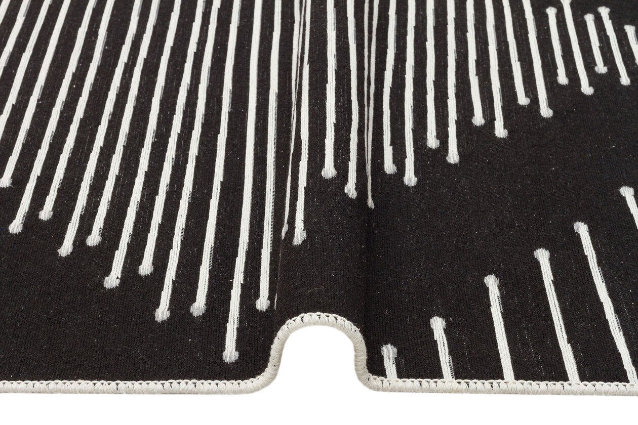 Arya AR 15 Siyah - Yıkanabilir Çift Taraflı Modern Dokuma Kilim