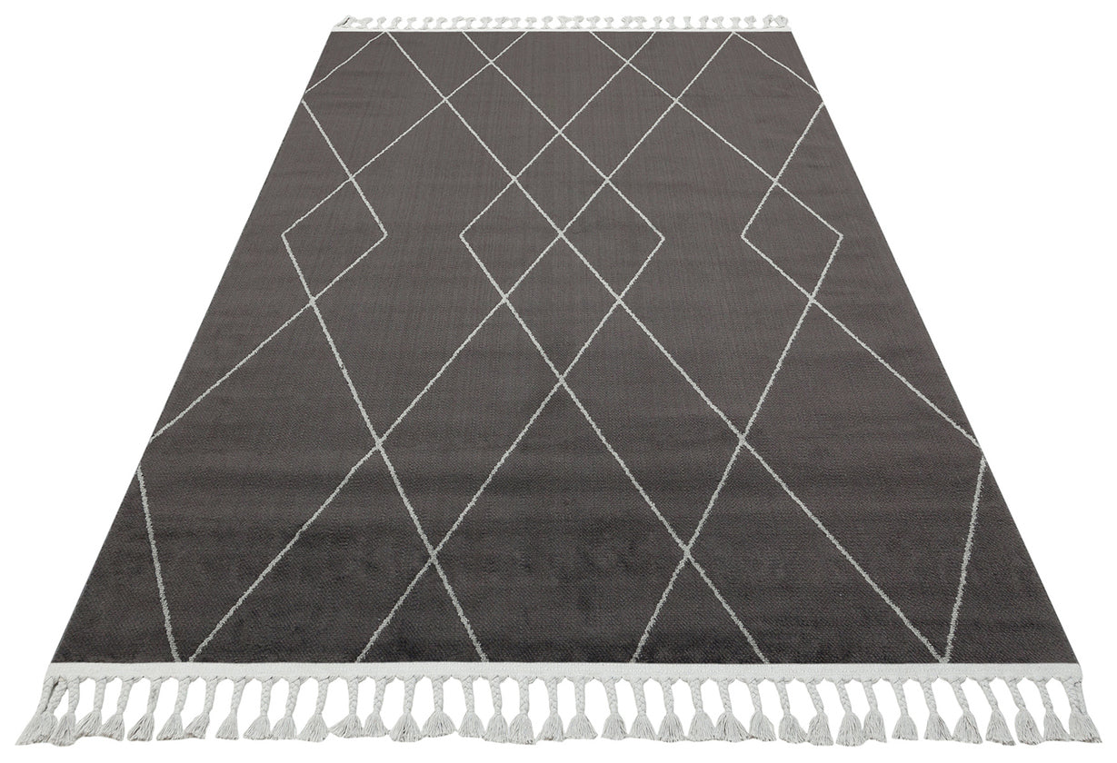 URB 02 BLACK GREY - URBAN - Etnik Desenlere Sahip Hav Toz Vermez Yumuşak Dokulu Modern Halı
