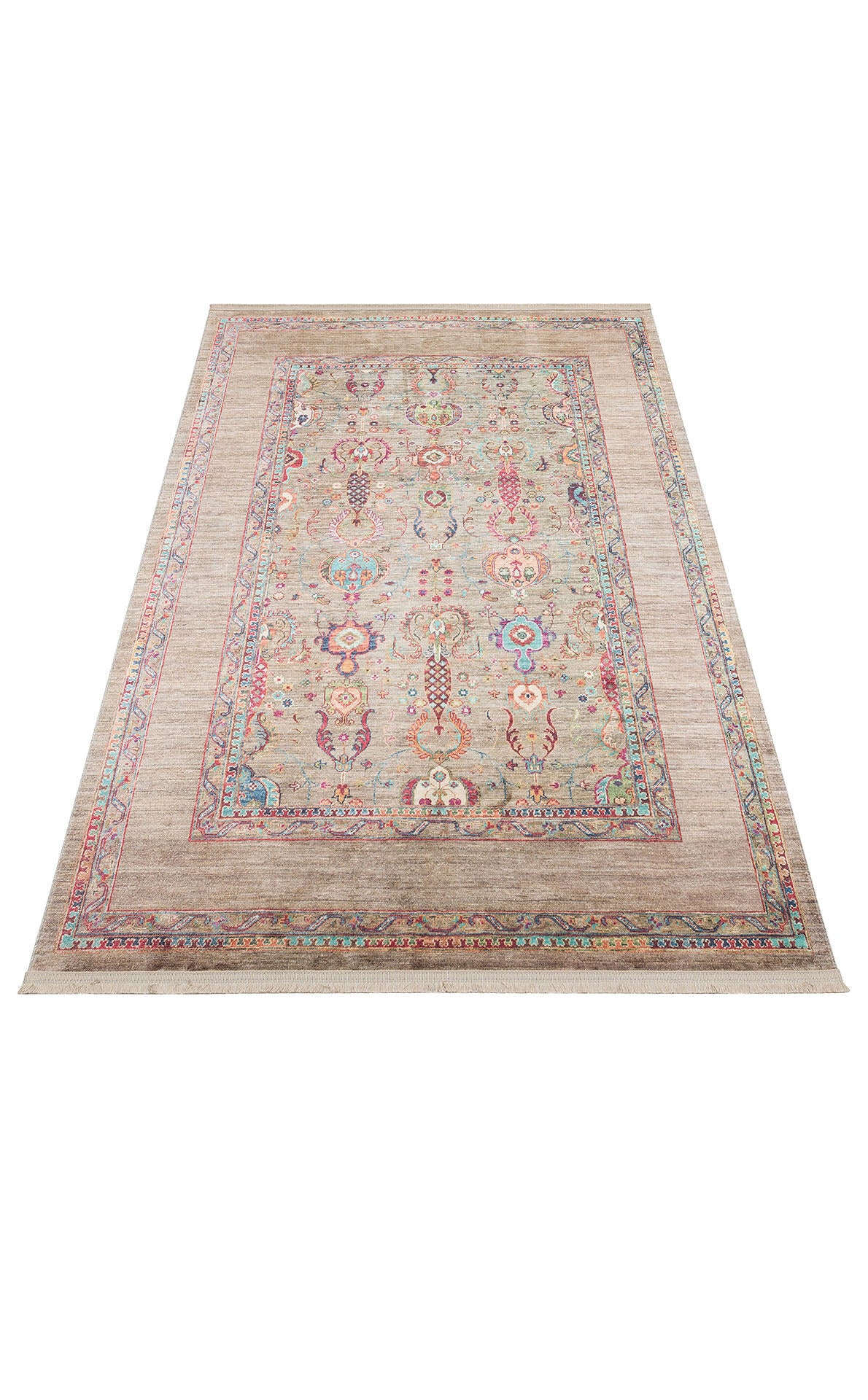 Antıque ATK 07 Olıve - Yıkanabilir Kaymaz Antik Desenli Otantik Kilim