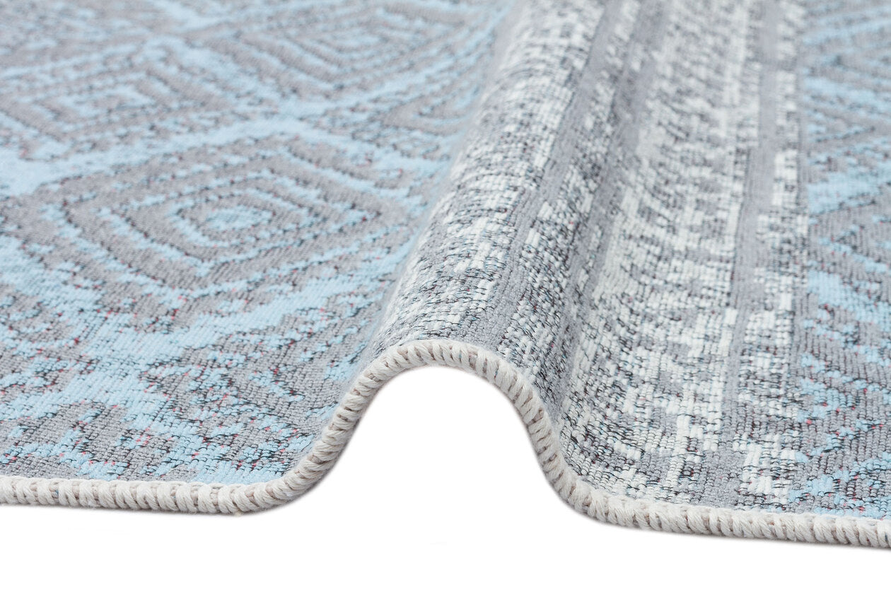 AR 04 PINK AQUA - ARYA - Yıkanabilir Çift Taraflı Modern Desenli Dokuma Kilim