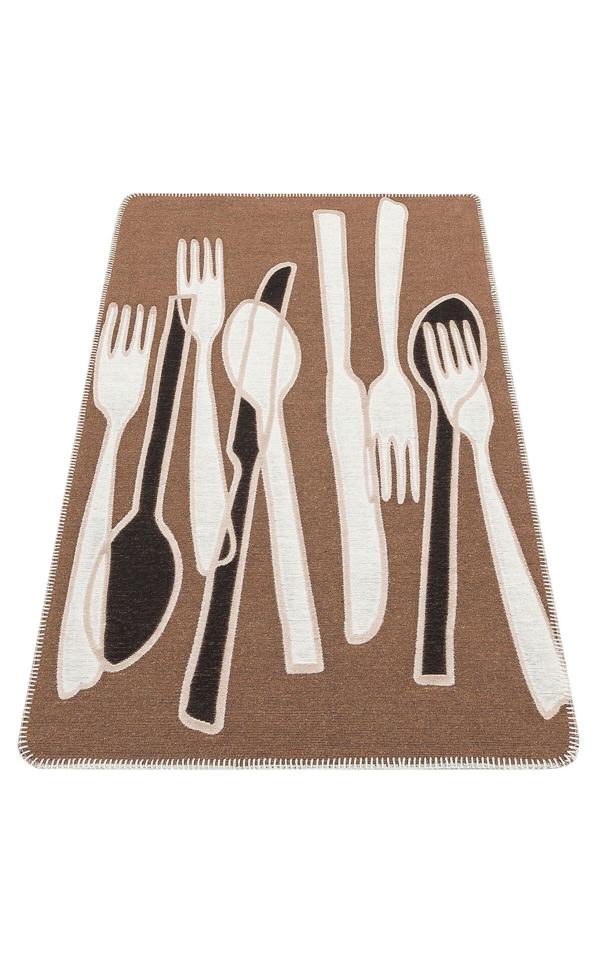 Arya Neo ARN 06 Kahverengi Beyaz - Yıkanabilir Çift Taraflı Modern Dokuma Kilim