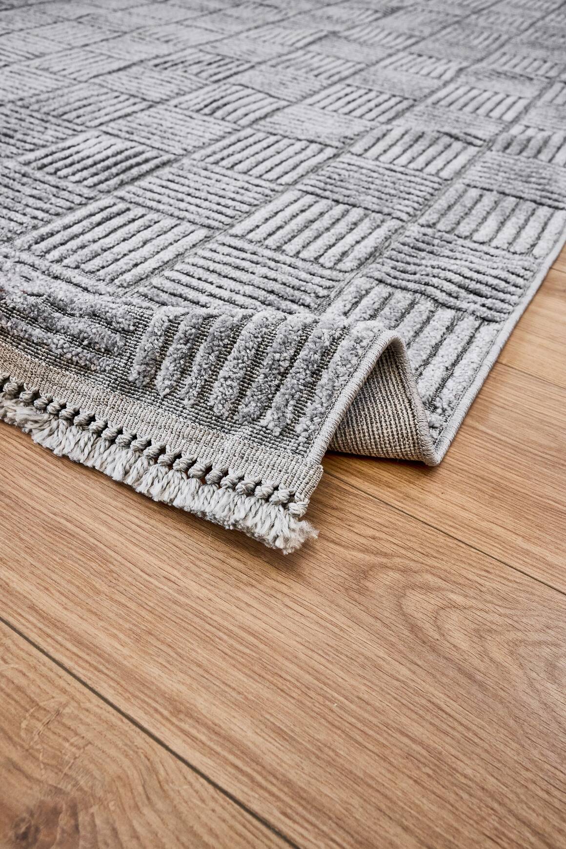 Anemon 6824 Gri - Polyester Dokuma Halı | İskandinav Salon Halısı