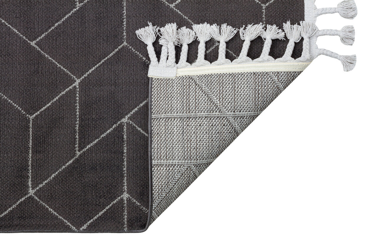 URB 03 BLACK GREY - URBAN - Etnik Desenlere Sahip Hav Toz Vermez Yumuşak Dokulu Modern Halı