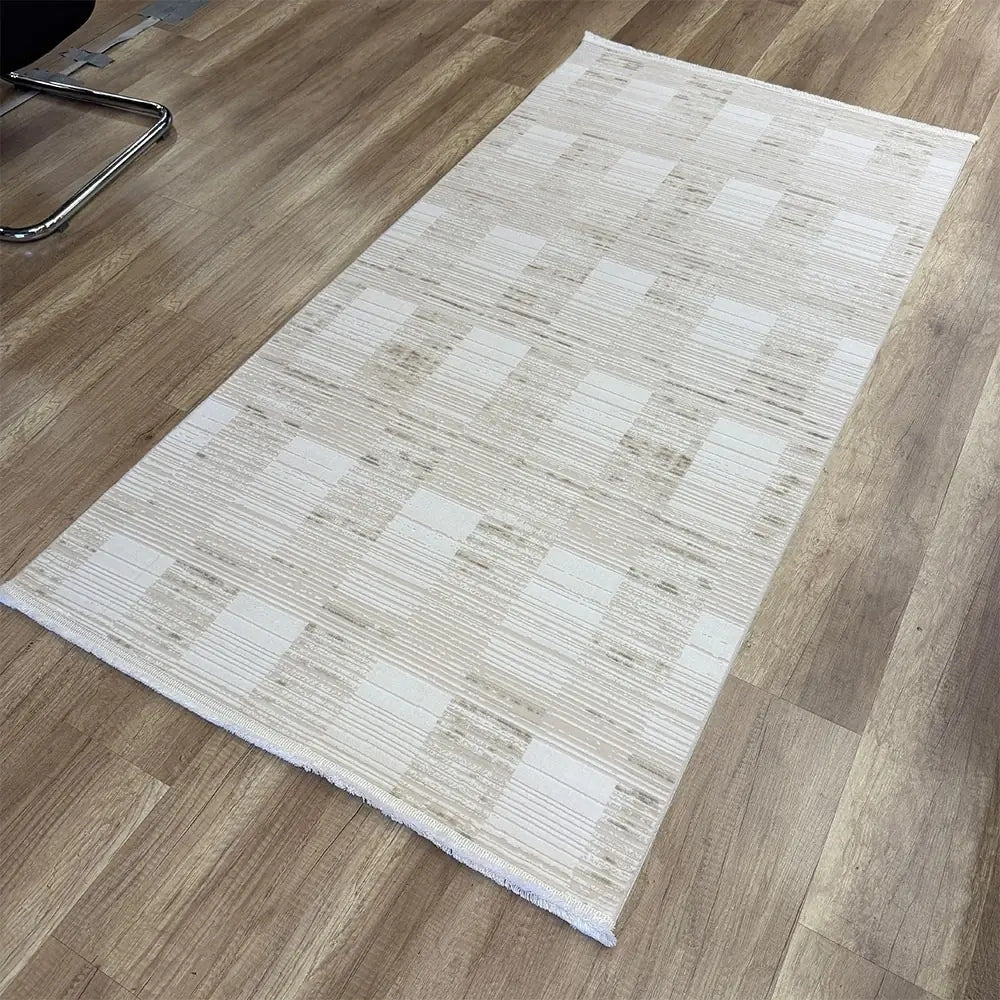 Dekor Modern Halı 1136 Vizon Yumuşak Dokulu Saçaksız Salon Halısı