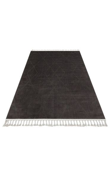 URB 02 BLACK  - URBAN - Etnik Desenlere Sahip Hav Toz Vermez Yumuşak Dokulu Modern Halı