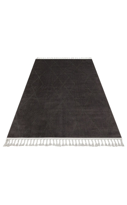 URB 02 BLACK  - URBAN - Etnik Desenlere Sahip Hav Toz Vermez Yumuşak Dokulu Modern Halı