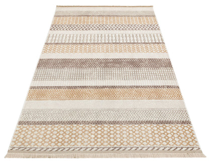 ST 14 BEIGE VIZON XW  - SATEEN - Hav Toz Vermez Yıkanabilir Kaymaz İnce Dokuma Modern Halı 