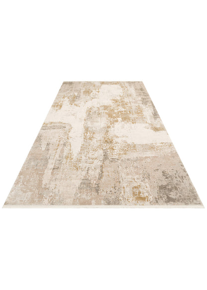 FRESCO XW FS 34 Krem Altın - Eskitme Dokulu Işıltılı Salon Halısı