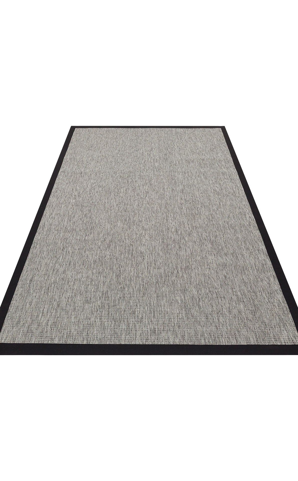 VENTURA SISAL VNT 2705 Gri BDR Siyah  İç ve Dış Mekan Kullanımına Uygun Hav Vermeyen Kolay Temizlenebilir Bordürlü Sisal Görünümlü Halı