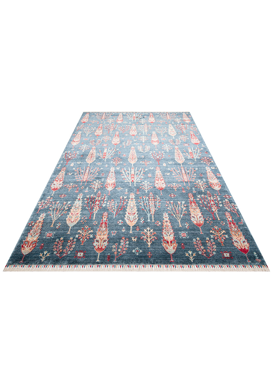 Zara ZR 08 NAVY TURQUOISE Otantik Desenli Özel Hav Vermeyen ve Kolay Temizlenebilir Tensel Kullanılarak El Emeği ile Özel Tezgahlarda Üretilen Modern Uşak Halısı 