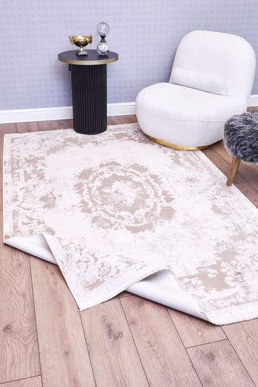 Serenity 7851 Ekru - Viskon Dokuma Halı | Modern Gri Salon Halısı