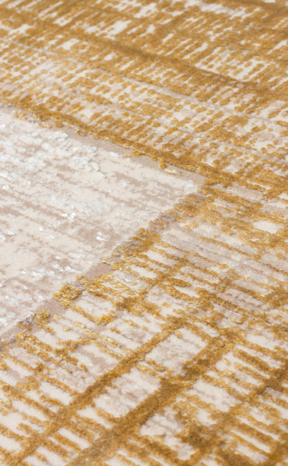 FRESCO DYED FSD 02 Bej Gold - Eskitme Dokulu Işıltılı Salon Halısı