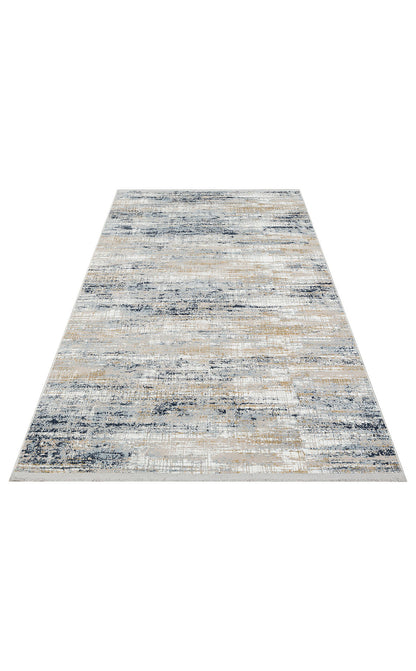 MDN 05 CREAM BLUE  - MODENA - Şık ve Modern Sıkı Dokuma Hav Toz Vermez Makine Halısı