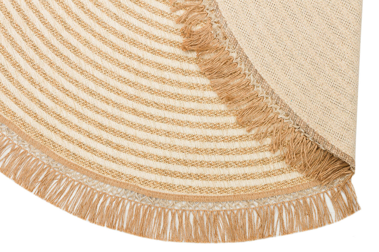 BRK 07 IVORY  - BROOKLYN - Hasır Görünümlü Kaymaz Renkli Dokuma Modern Kilim