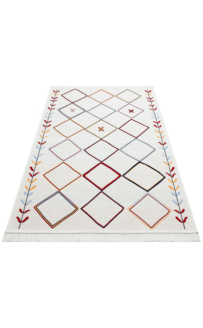 Arya AR 21 Çok Renkli - Yıkanabilir Çift Taraflı Modern Dokuma Kilim