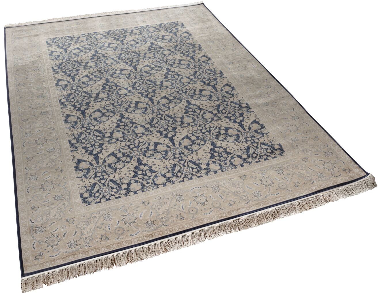 Vendome Palace 5461 Lacivert Krem - Viskon Bambu Halı | Dokuma Salon Halısı