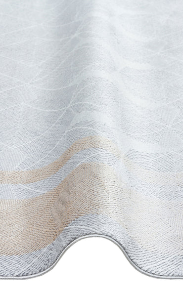 ST 103 GREY BLUE  - SATEEN - Yıkanabilir Kaymaz Tabanlı Hav Vermez Sık Dokuma Modern Halı
