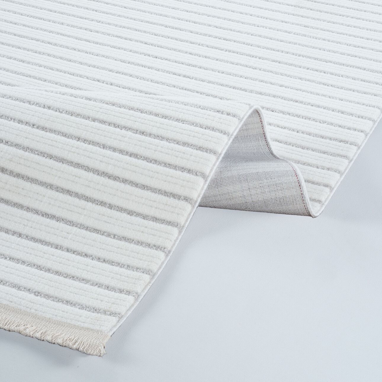 Origami 6931 Beyaz Gri - Polyester Dokuma Halı | Modern Salon Halısı