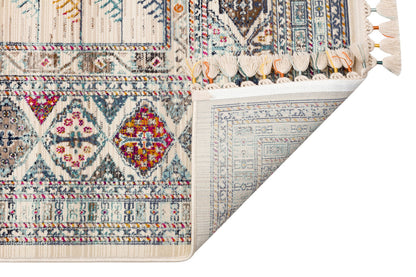 PR 04 MULTY  - PETRA - Hav Toz Vermez Etnik ve Modern Desenli Renkli Saçaklı Halı 
