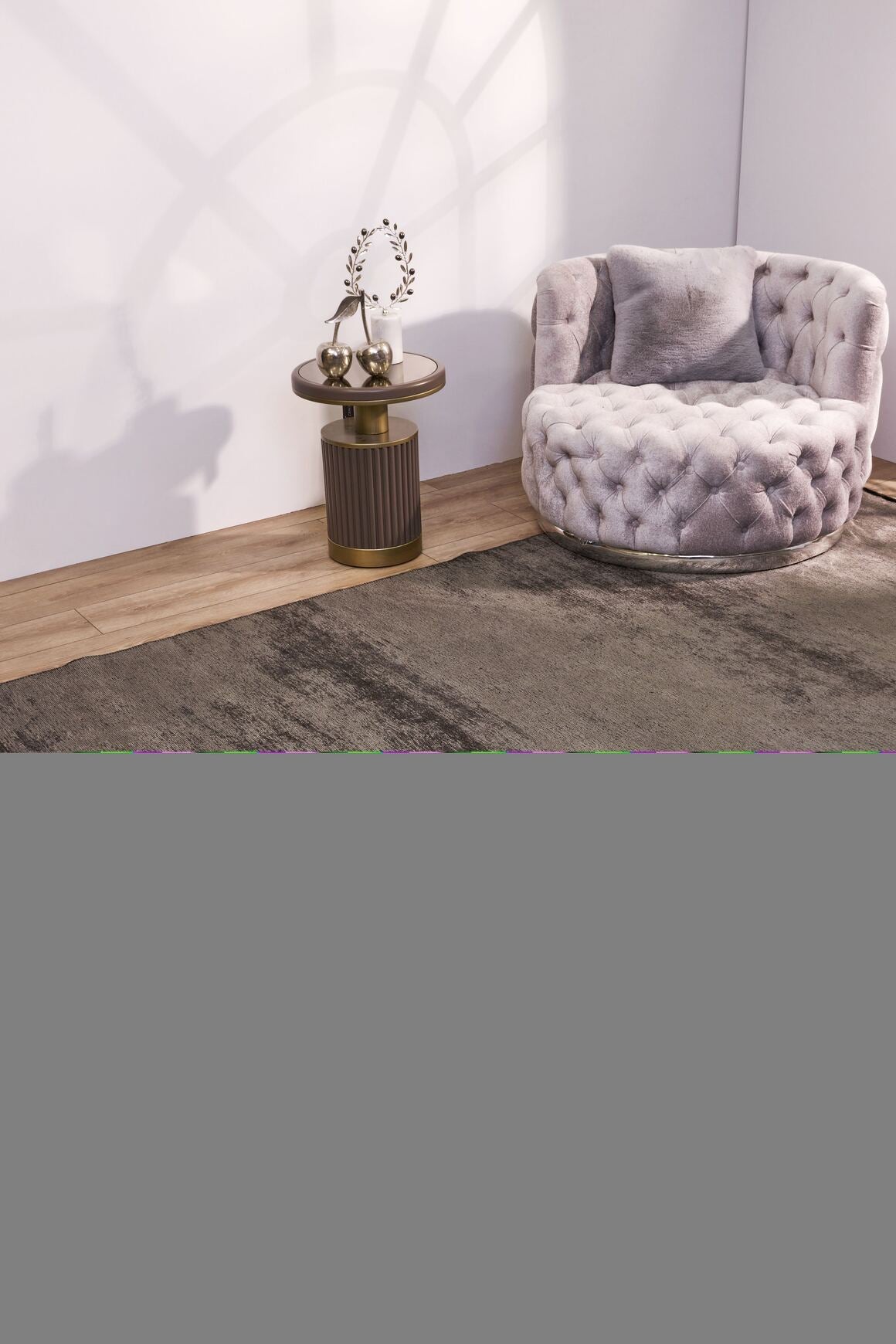 Hare Plus 8914 Antrasit - Pamuk Şönil Dokuma Halı | Modern Salon Halısı