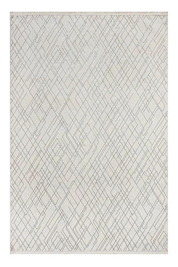 Nadide Serisi 1067 Krem Mikrofiber, Modern Yumuşak ve Antibakteriyel Makine Halısı
