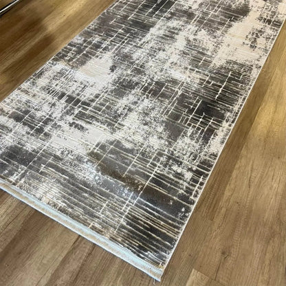 Valeria 1071 Gri Modern Akrilik, Antibakteriyel Yumuşak Dokulu Makine Halısı