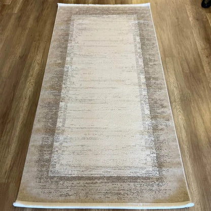 Valeria 1072 Bej Modern Akrilik, Antibakteriyel Yumuşak Dokulu Makine Halısı