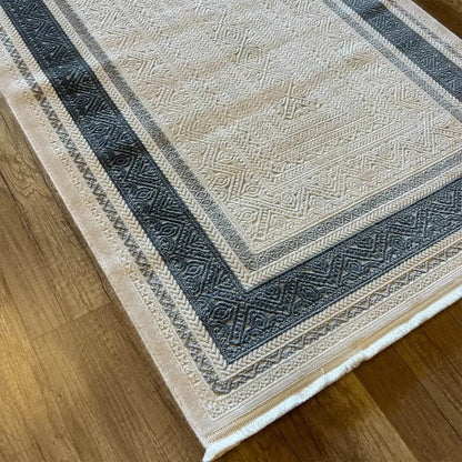Valeria 1074 Gri Modern Akrilik, Antibakteriyel Yumuşak Dokulu Makine Halısı