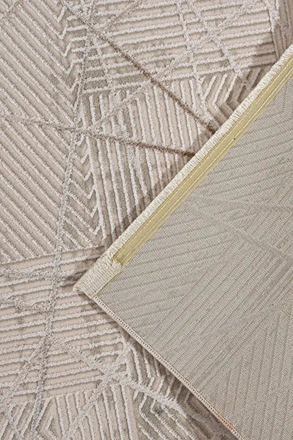 Moda 1080 Bej Minimal ve Modern Tasarımlı Oturma Odası Halısı